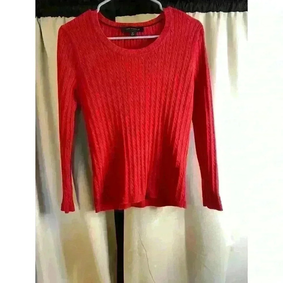 Tommy Hilfiger Tommy Jeans Cable Knit Wool Sweater Womens Small Red - Picture 1 of 8